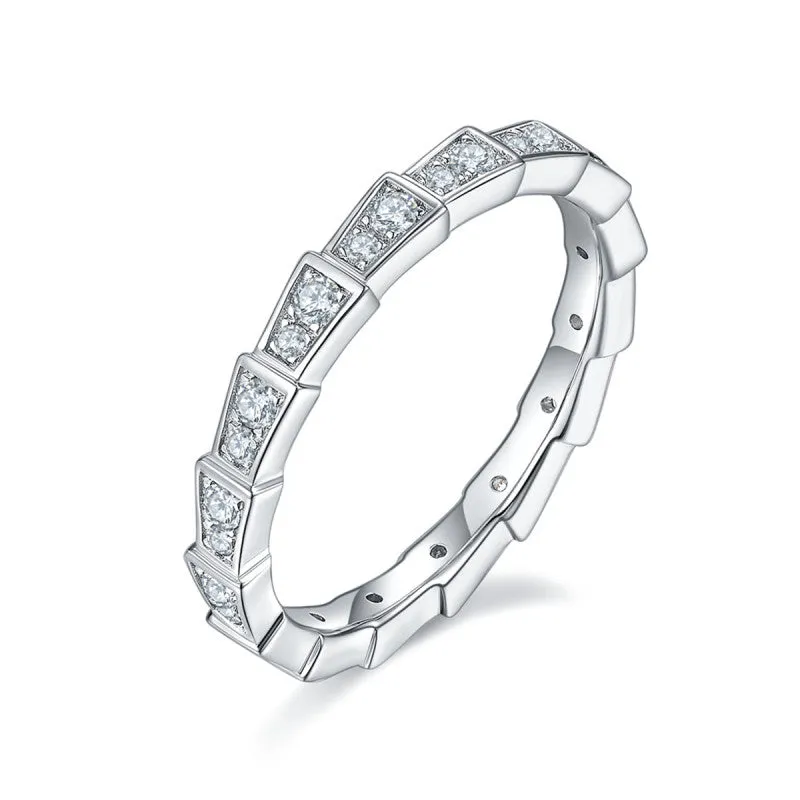 Round Cut Moissanite Diamond Mechanical Snake Eternity Ring