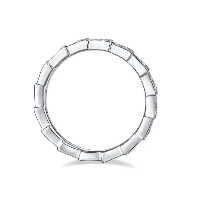 Round Cut Moissanite Diamond Mechanical Snake Eternity Ring