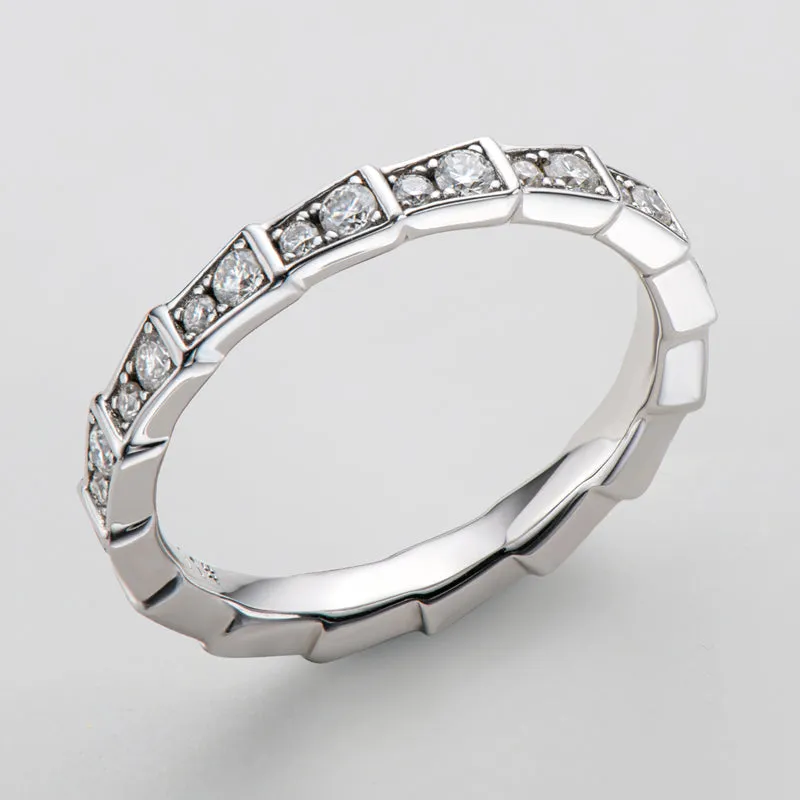 Round Cut Moissanite Diamond Mechanical Snake Eternity Ring