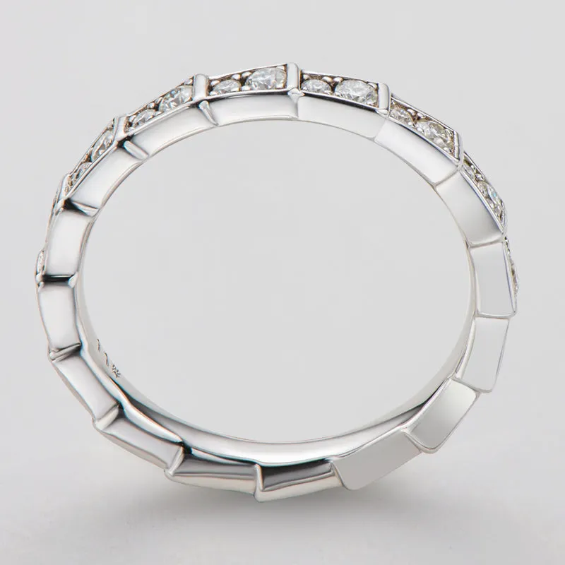 Round Cut Moissanite Diamond Mechanical Snake Eternity Ring