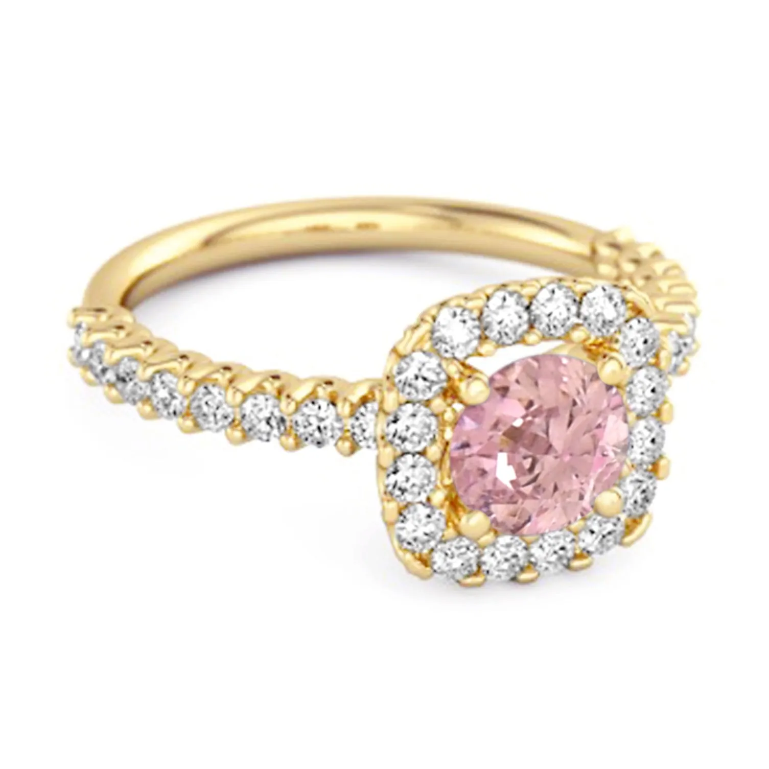 Round Cut Pink Zirconia 925 Sterling Silver Halo Ring Princess Gift