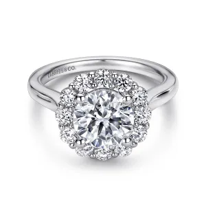 Round Flower Halo Diamond Engagement Ring Mounting