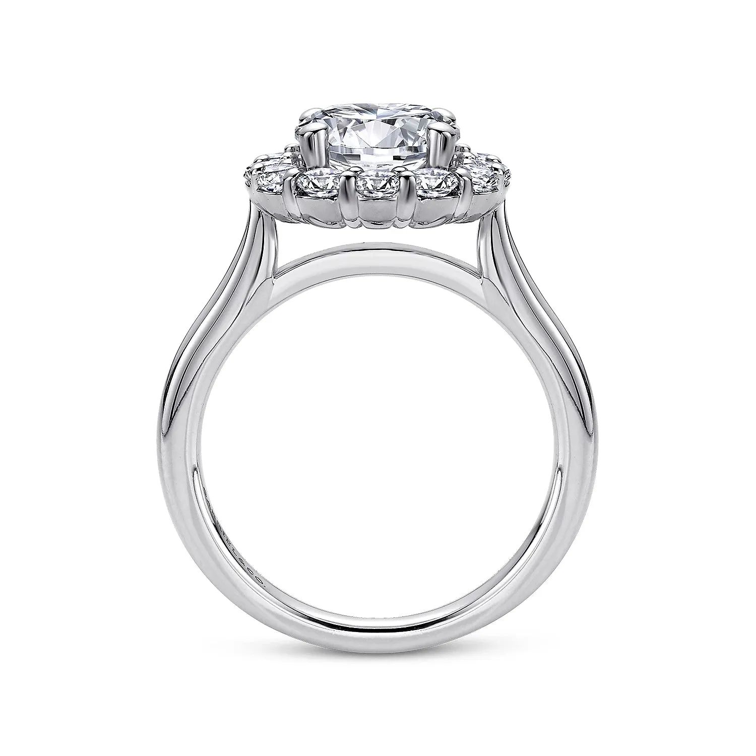 Round Flower Halo Diamond Engagement Ring Mounting