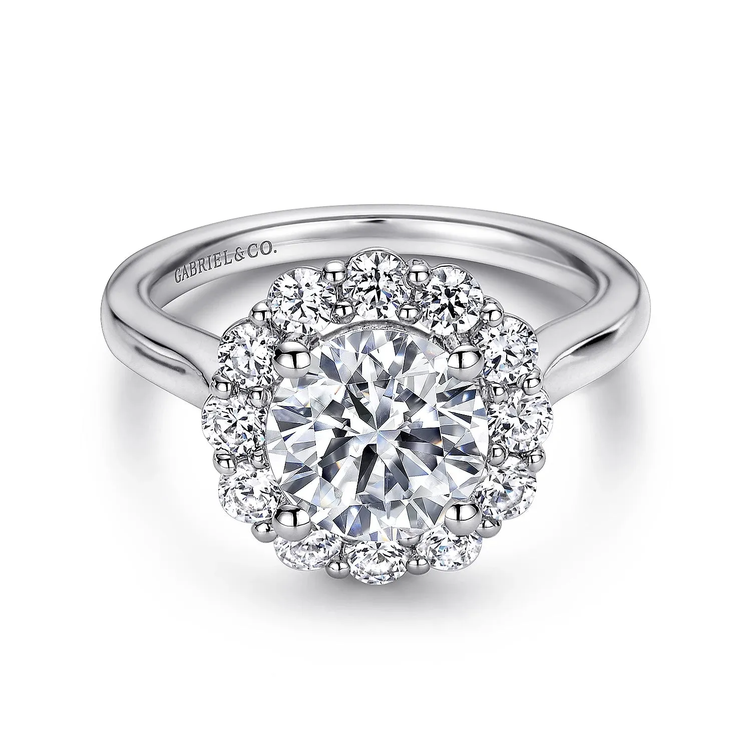 Round Flower Halo Diamond Engagement Ring Mounting
