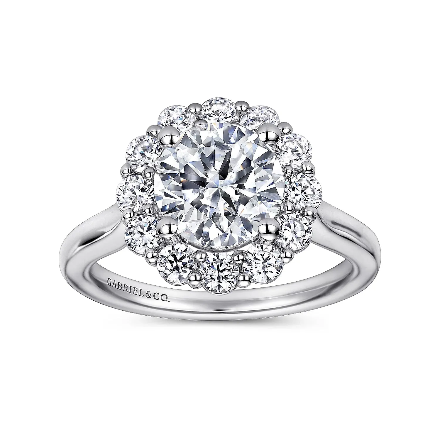 Round Flower Halo Diamond Engagement Ring Mounting