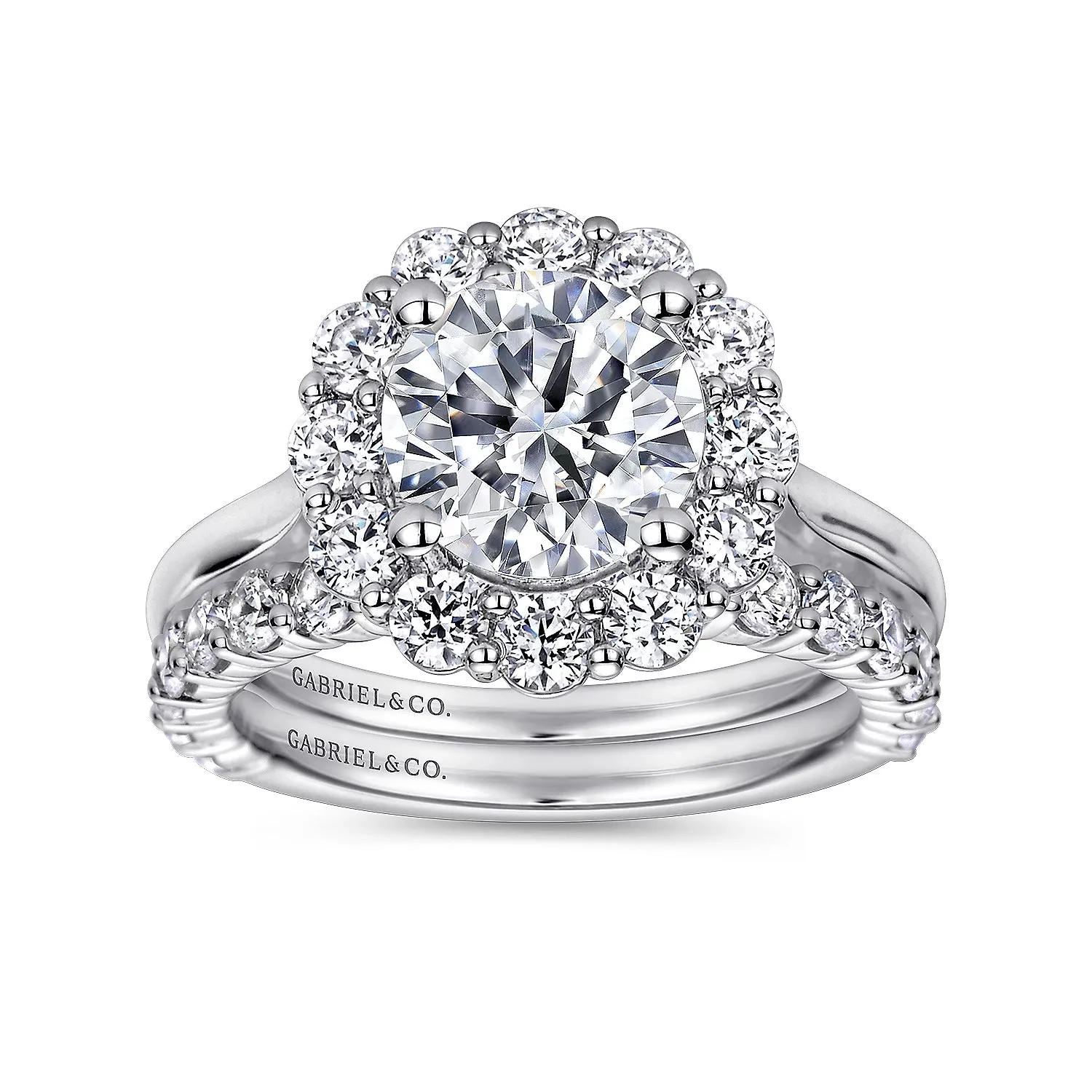 Round Flower Halo Diamond Engagement Ring Mounting