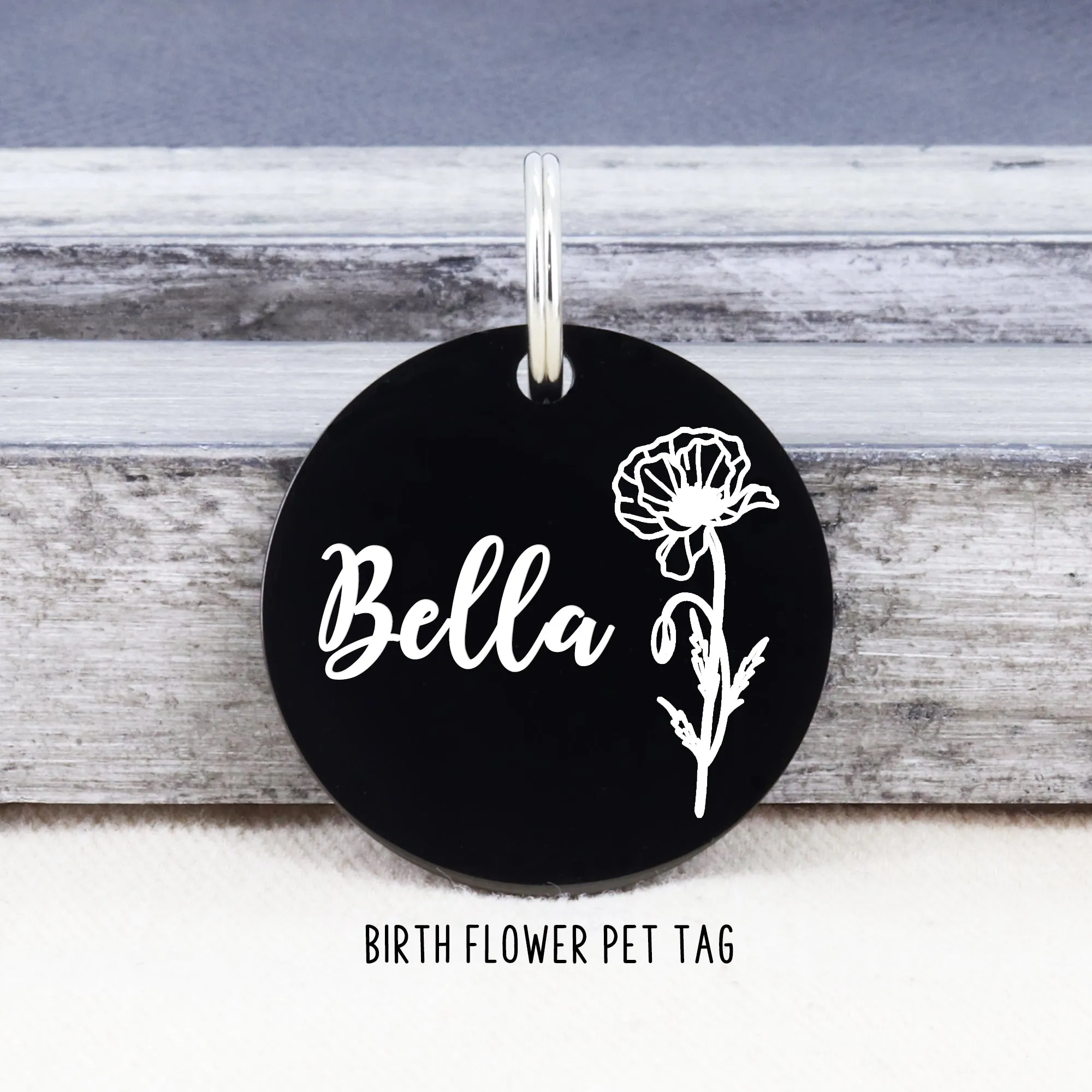 Round Shape Tag with Birth Flower Design