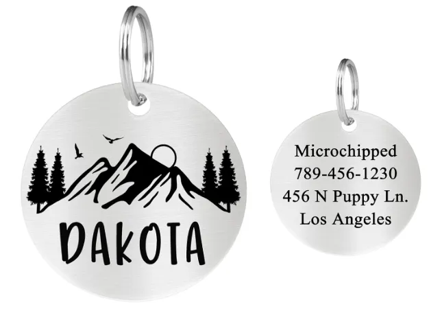 Round Shape Tag with Mountain on Top Design
