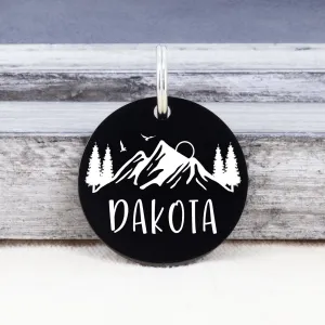 Round Shape Tag with Mountain on Top Design