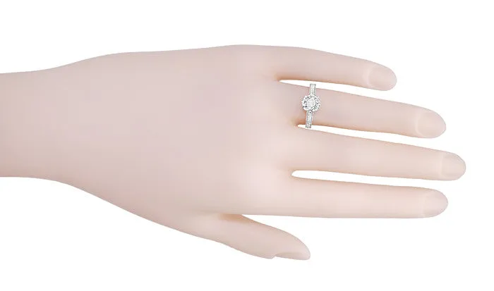Royal Crown 3/4 Carat Engraved Art Deco Vintage Inspired Platinum Engagement Ring Setting