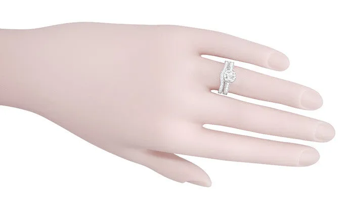 Royal Crown Curved Diamond Engraved Wedding Band in Platinum
