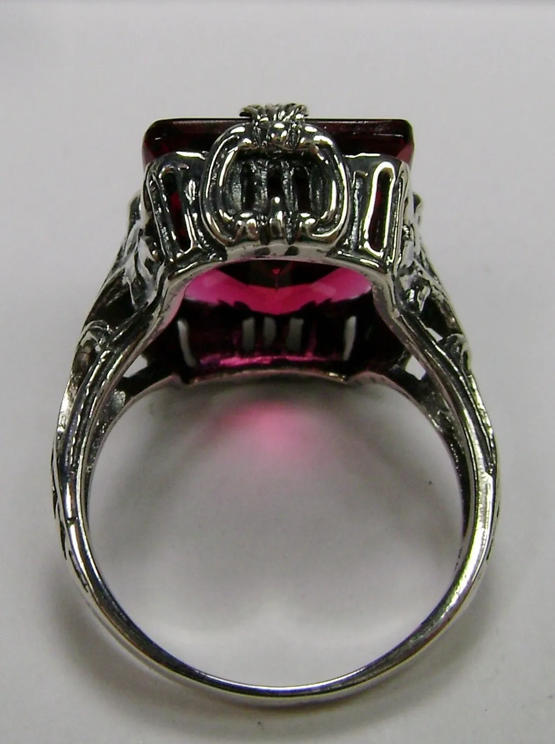 Ruby Ring, Size 7, Art Deco 1930s Leaf and Floral Filigree Jewelry, D15 - Ready to Ship