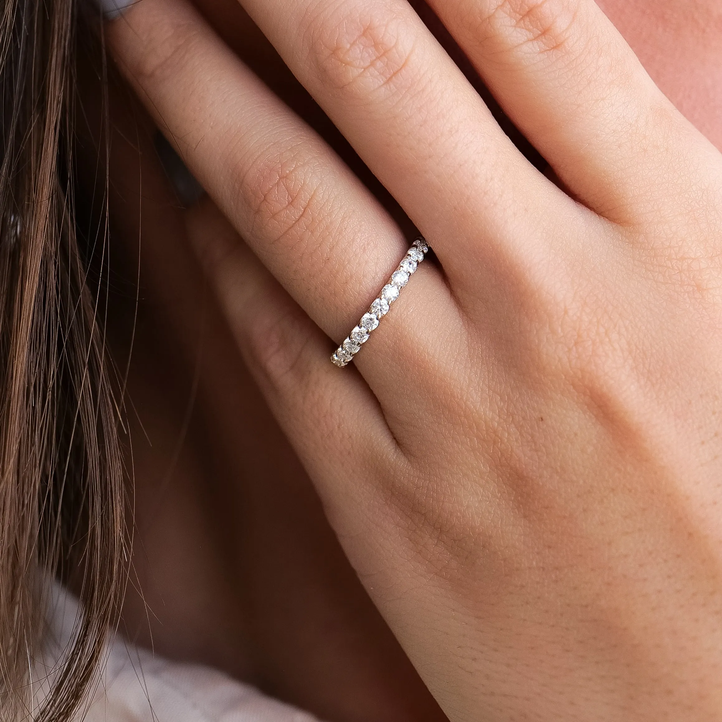 Shared Prong Round Diamond Eternity Wedding Band 2.5mm