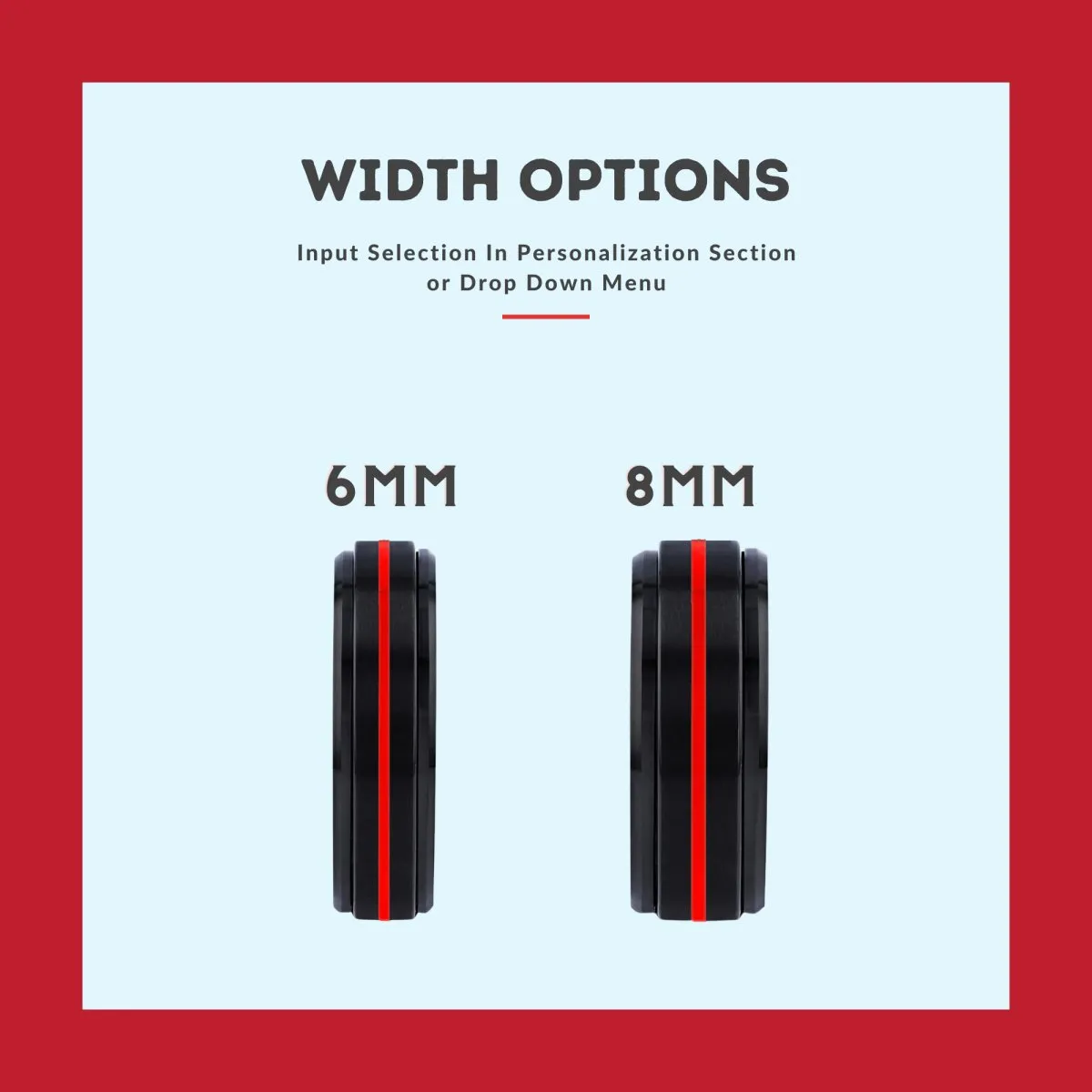SHORTY | Silver Ring, Black Tungsten Ring, Red Groove, Stepped Edge