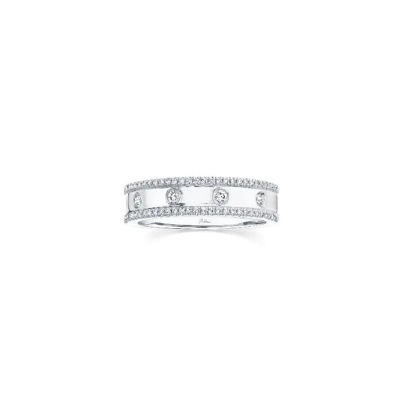 Shy Creation Double Row Half Eternity Ring in White Gold