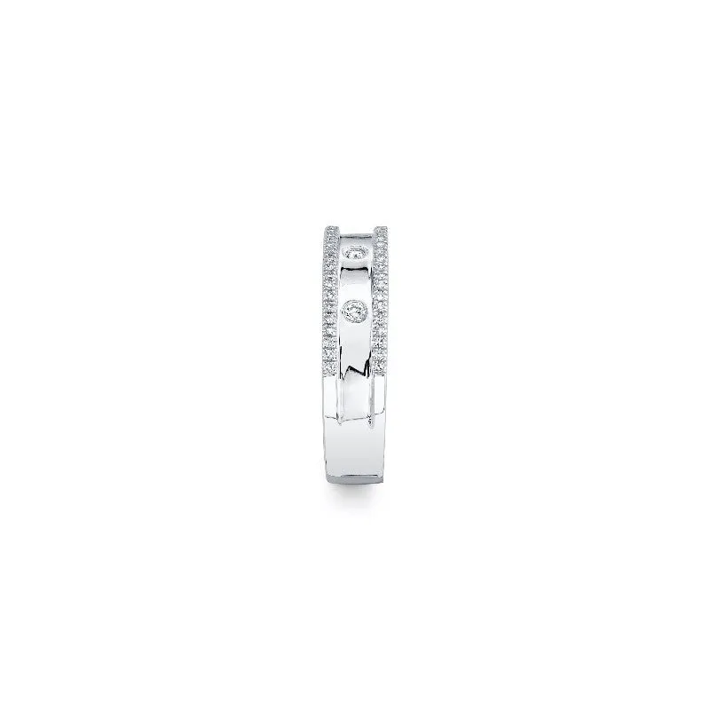 Shy Creation Double Row Half Eternity Ring in White Gold