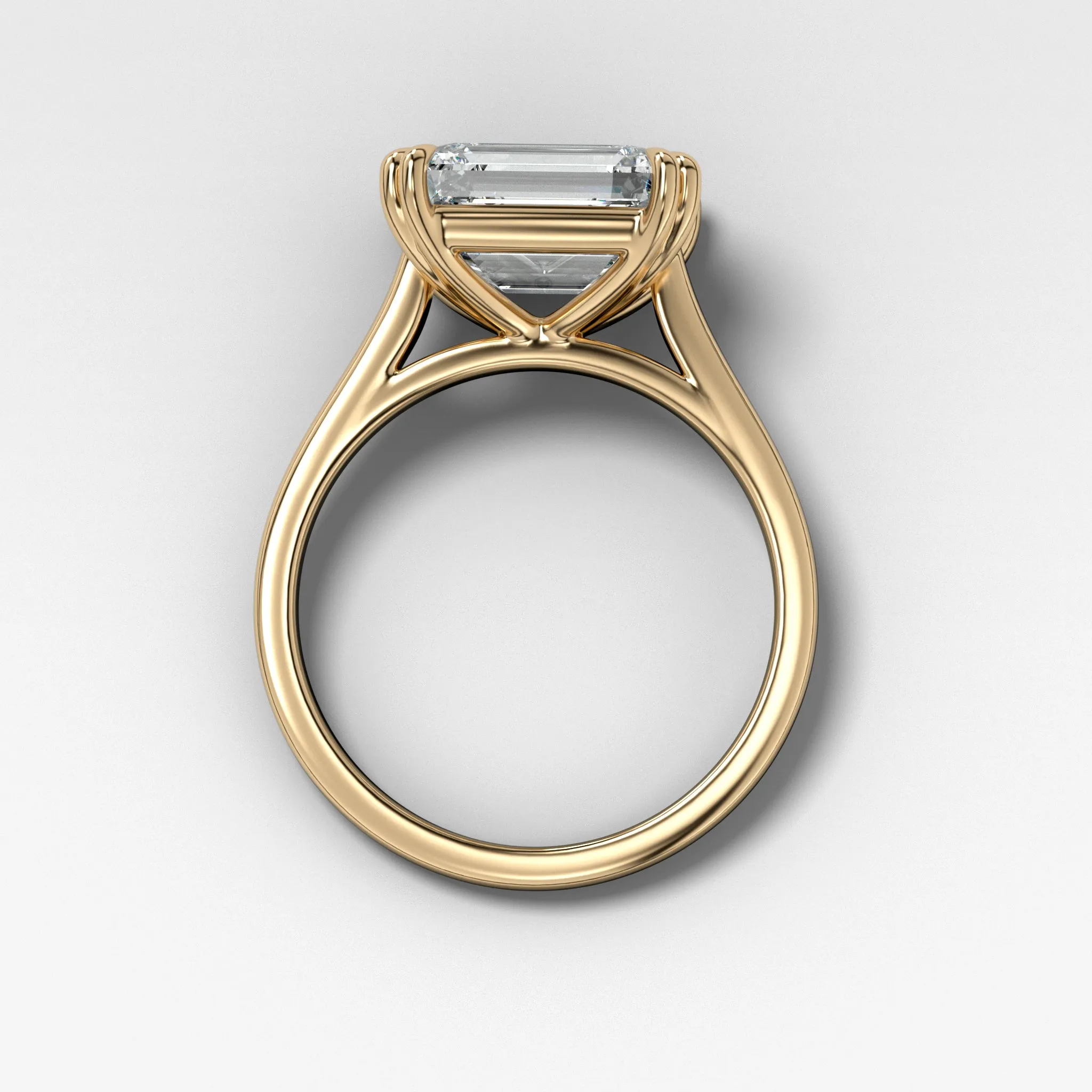 Signature Cathedral Solitaire Engagement Ring With Emerald Cut Diamond (East West)