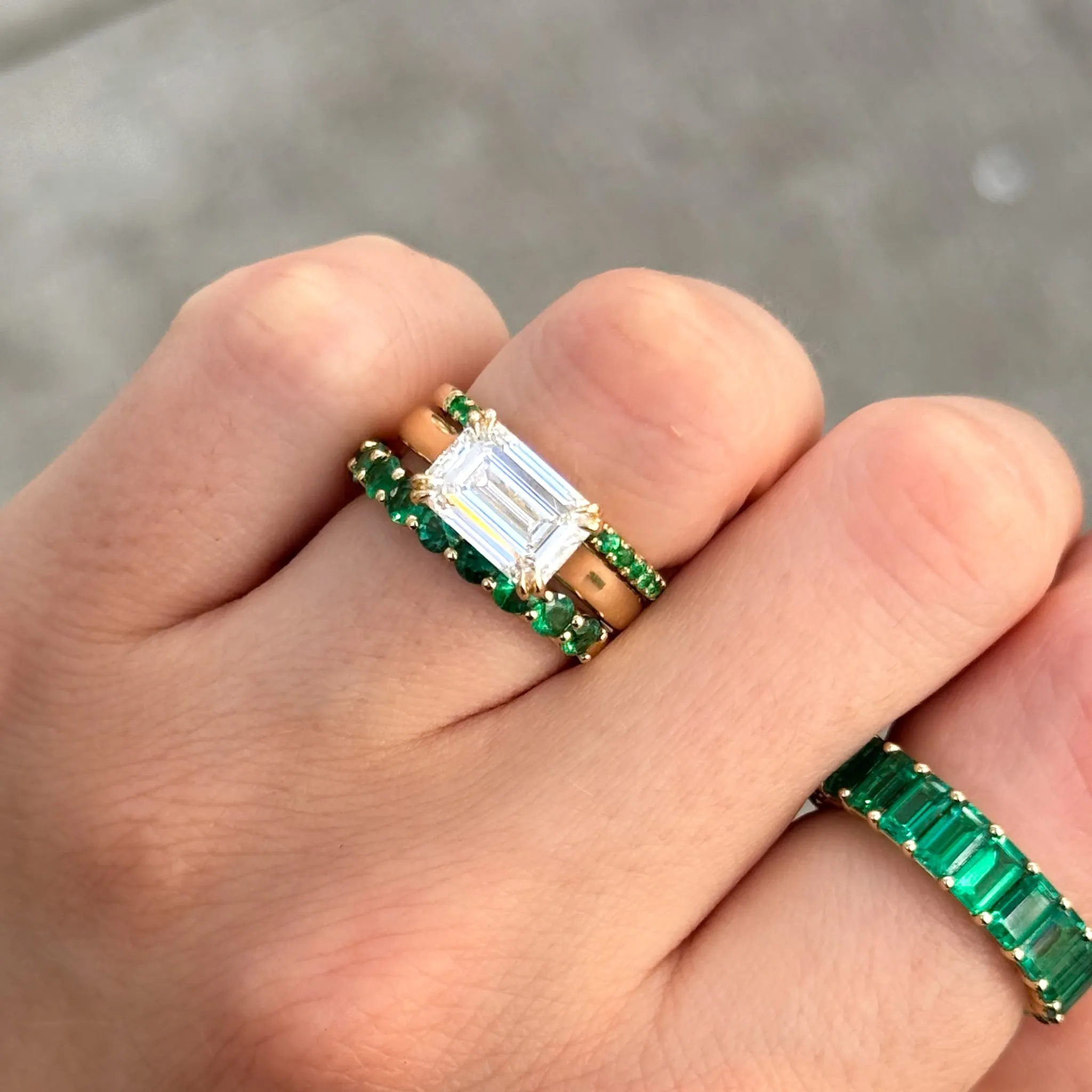 Signature Cathedral Solitaire Engagement Ring With Emerald Cut Diamond (East West)