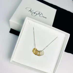Silver Necklace with Silver and Gold Rings