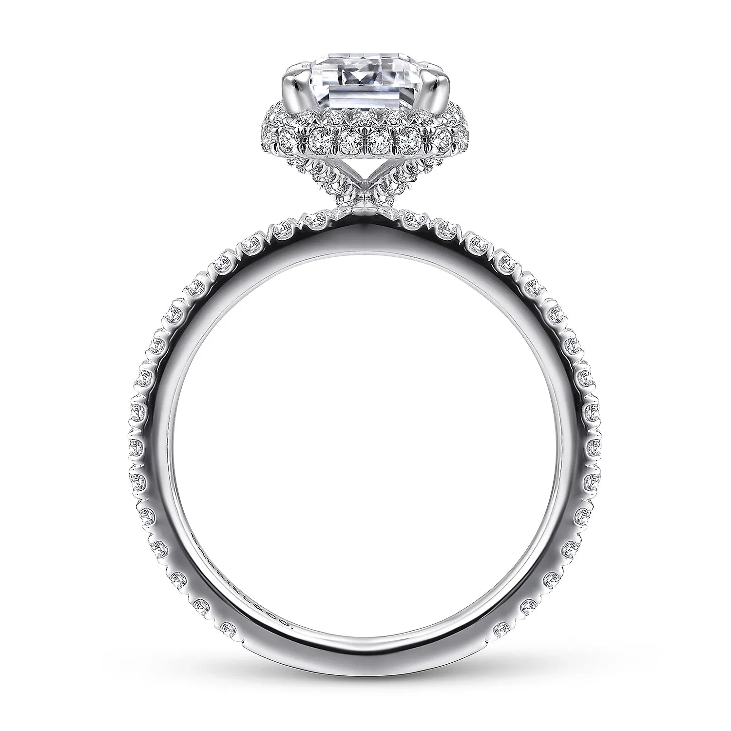 Simple Emerald Cut Halo Diamond Engagement Ring Mounting