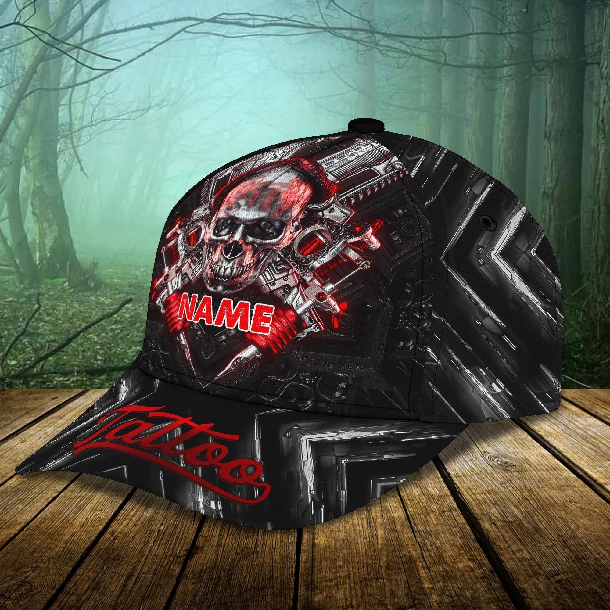 Skull & Tattoo - Personalized Name Cap