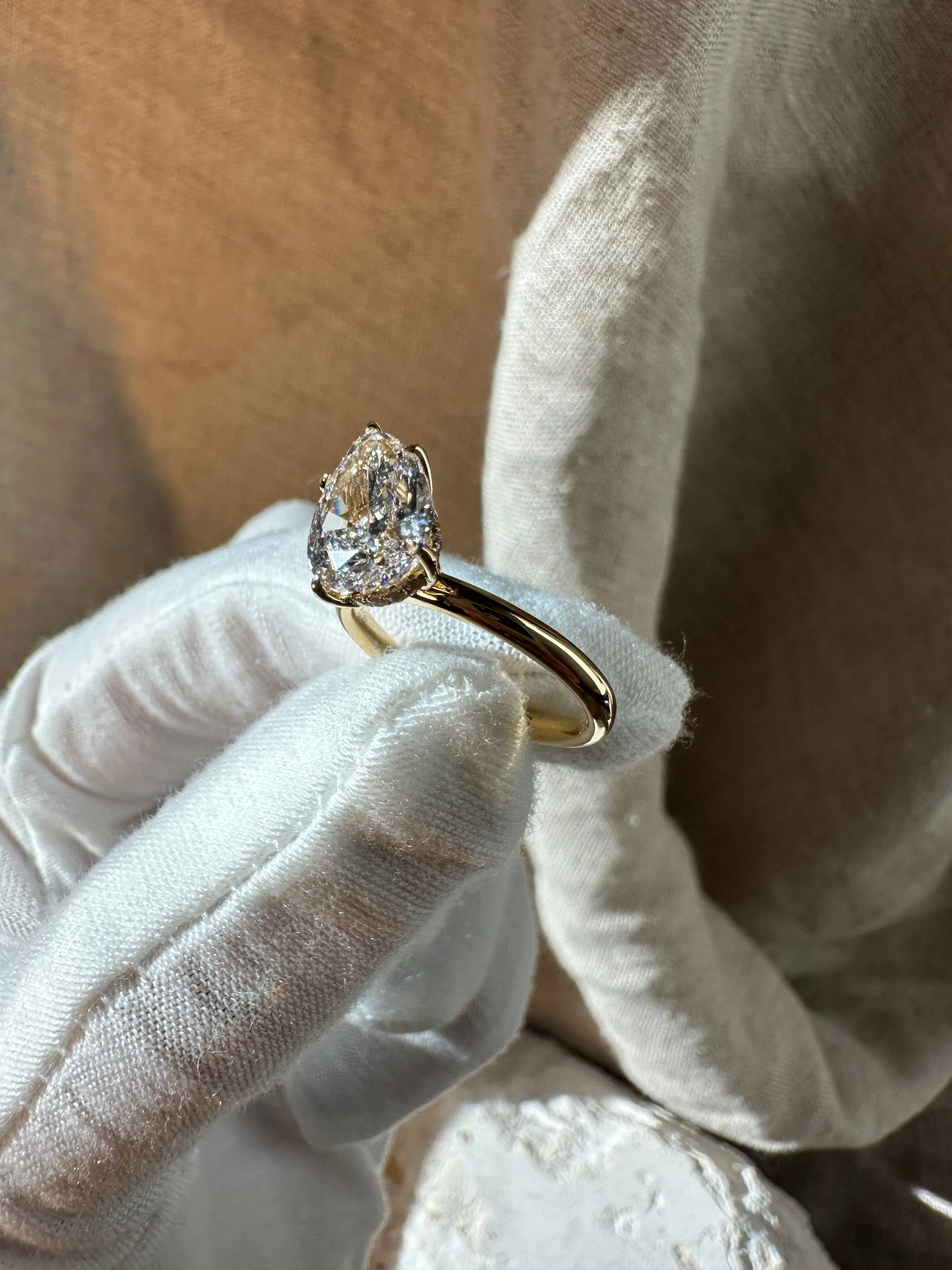 Slanted Pear Diamond Ring