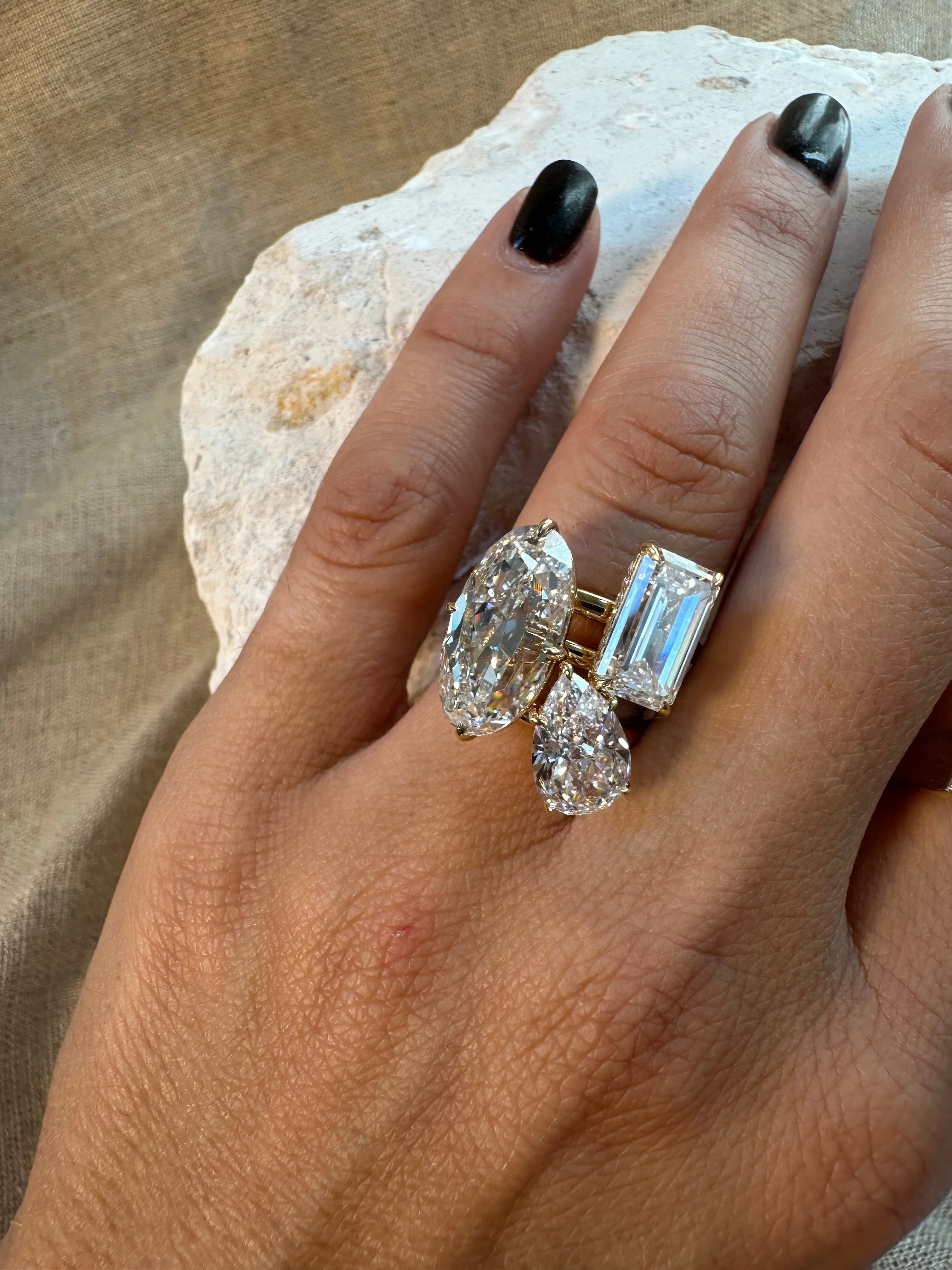 Slanted Pear Diamond Ring