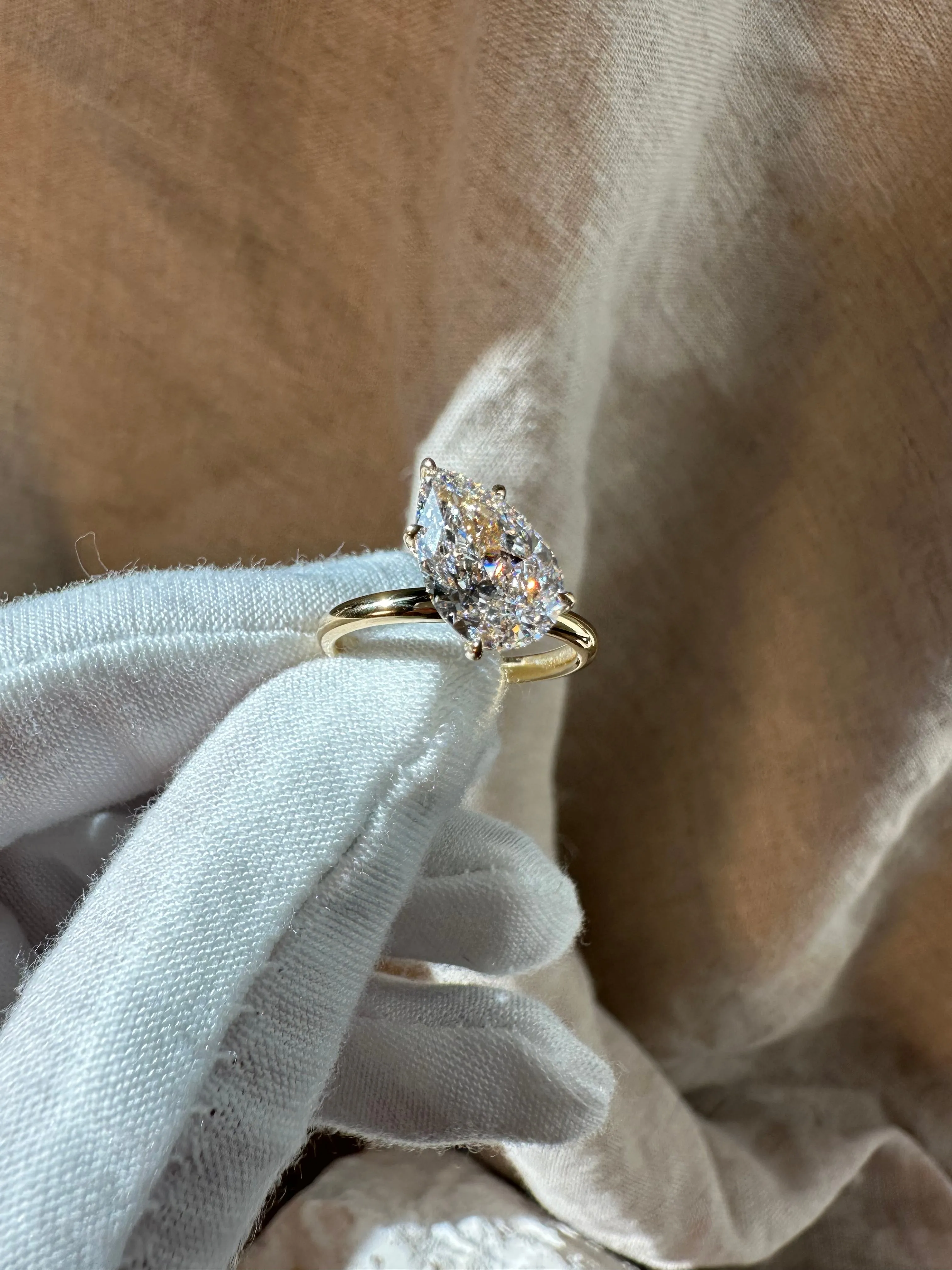 Slanted Pear Diamond Ring