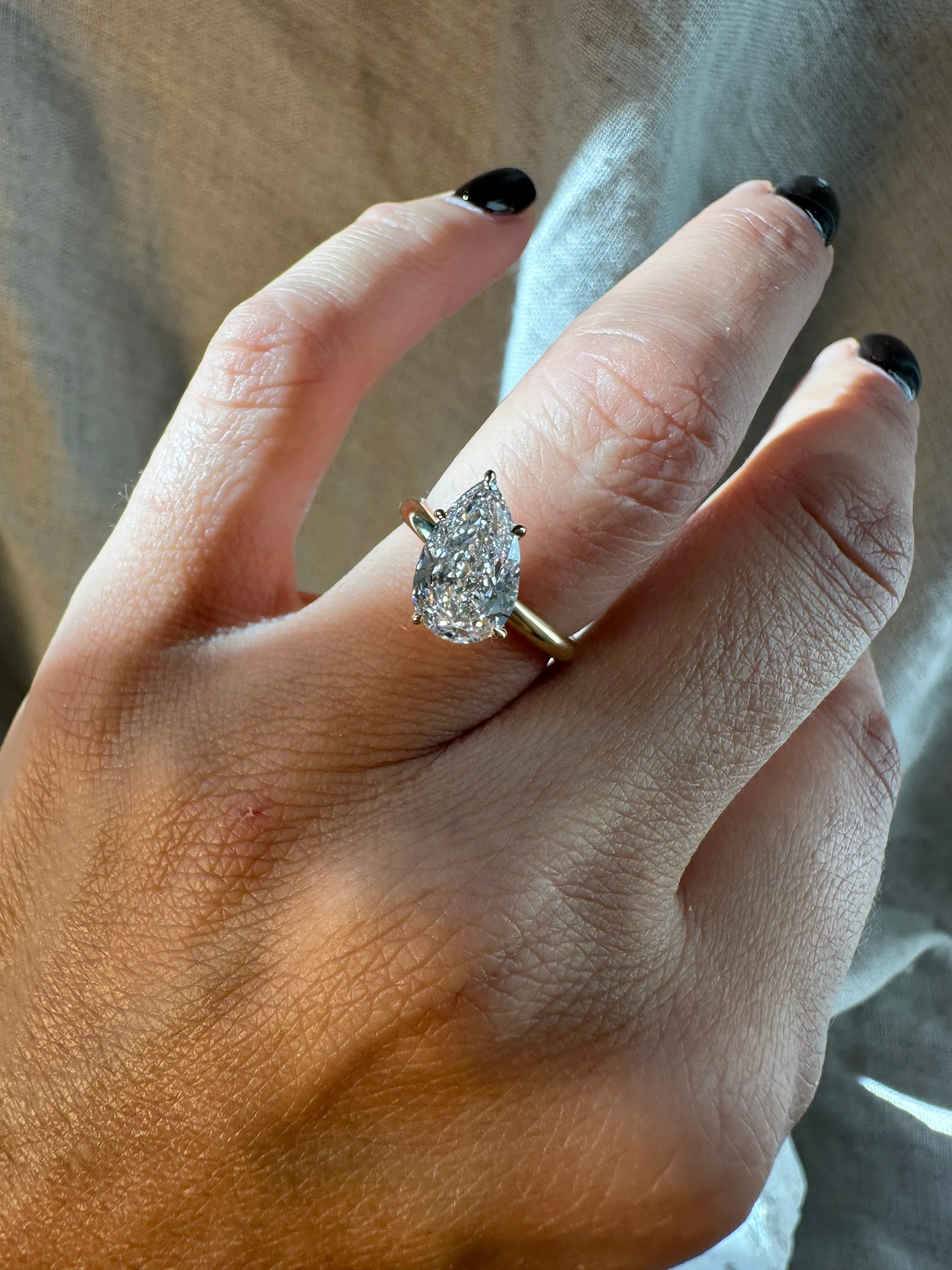 Slanted Pear Diamond Ring