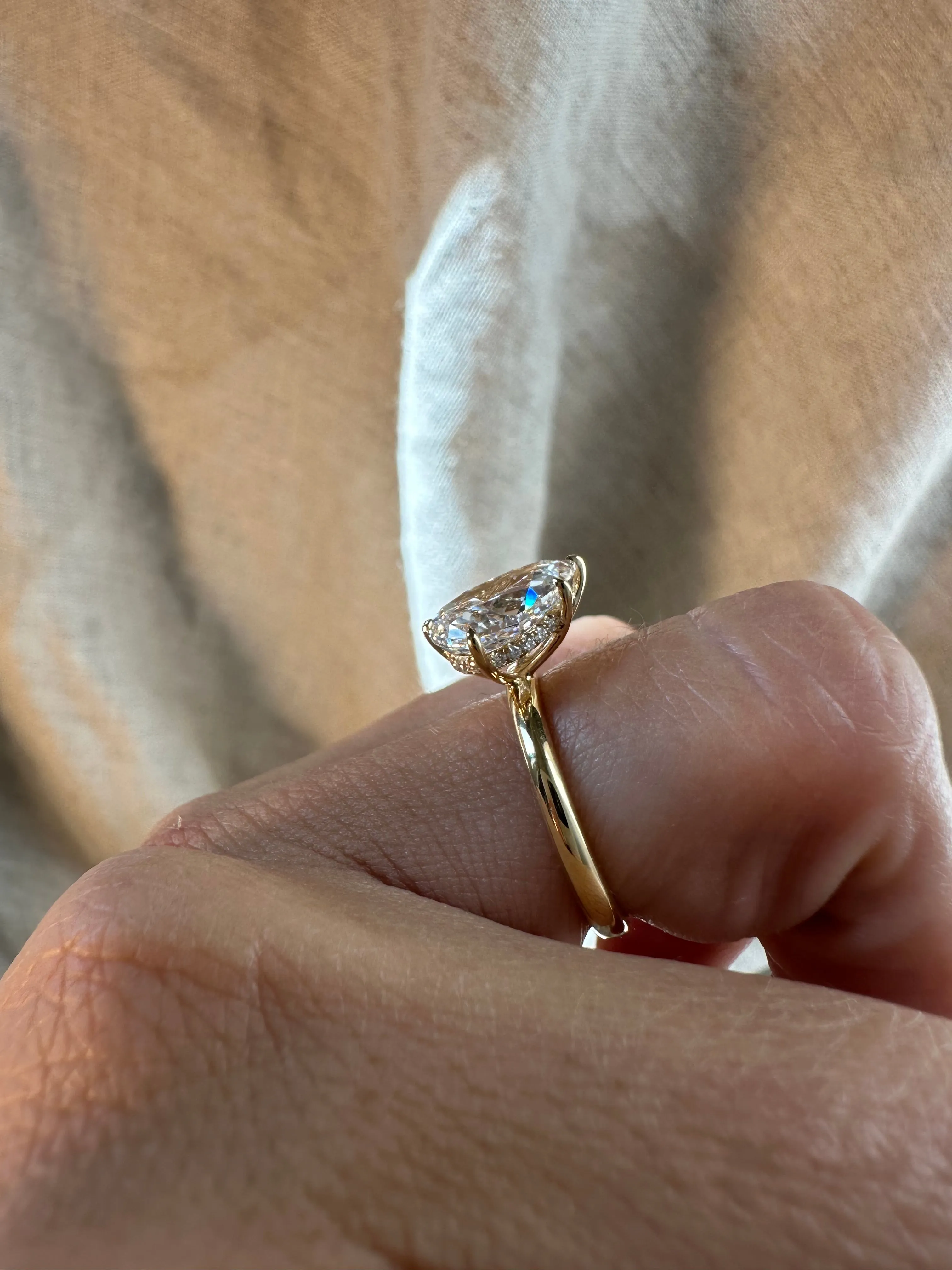 Slanted Pear Diamond Ring