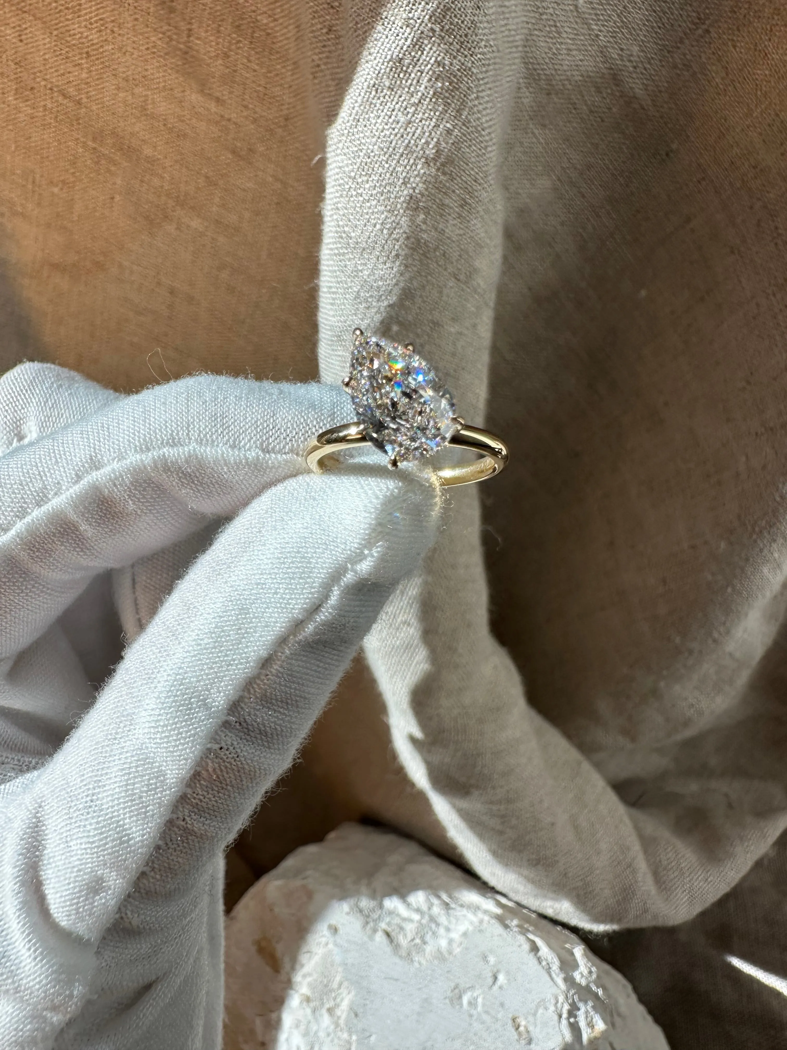 Slanted Pear Diamond Ring
