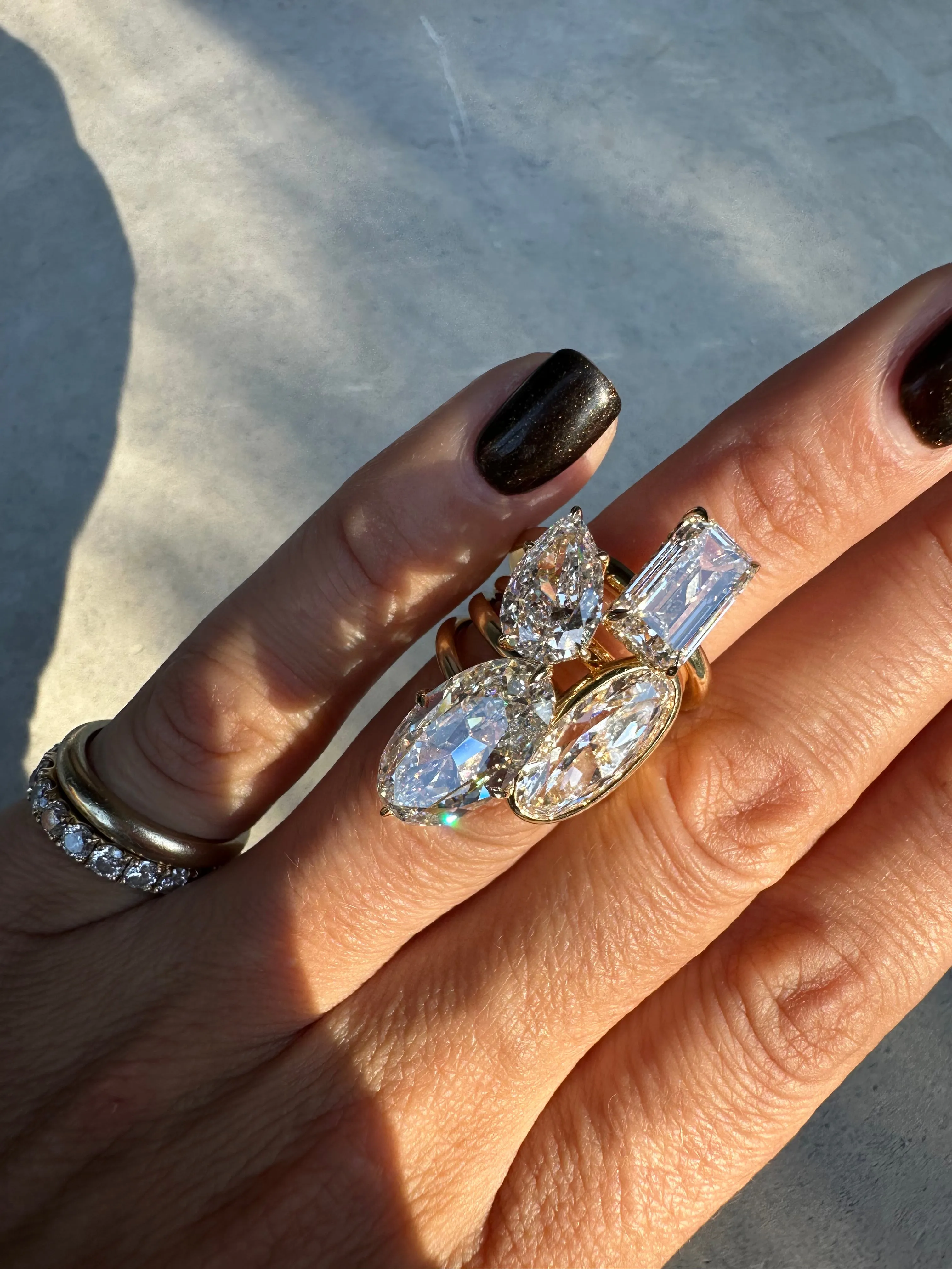 Slanted Pear Diamond Ring