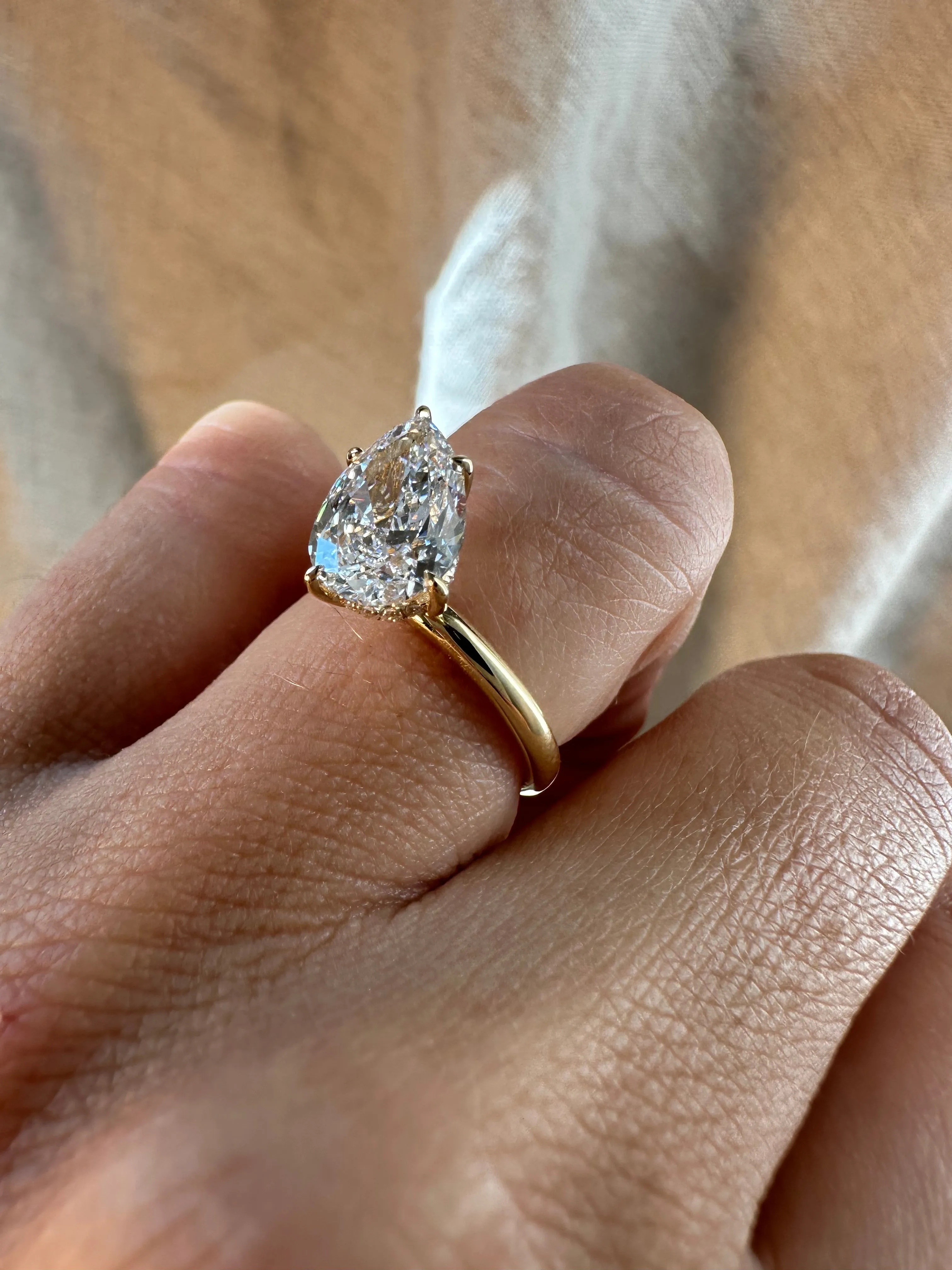 Slanted Pear Diamond Ring