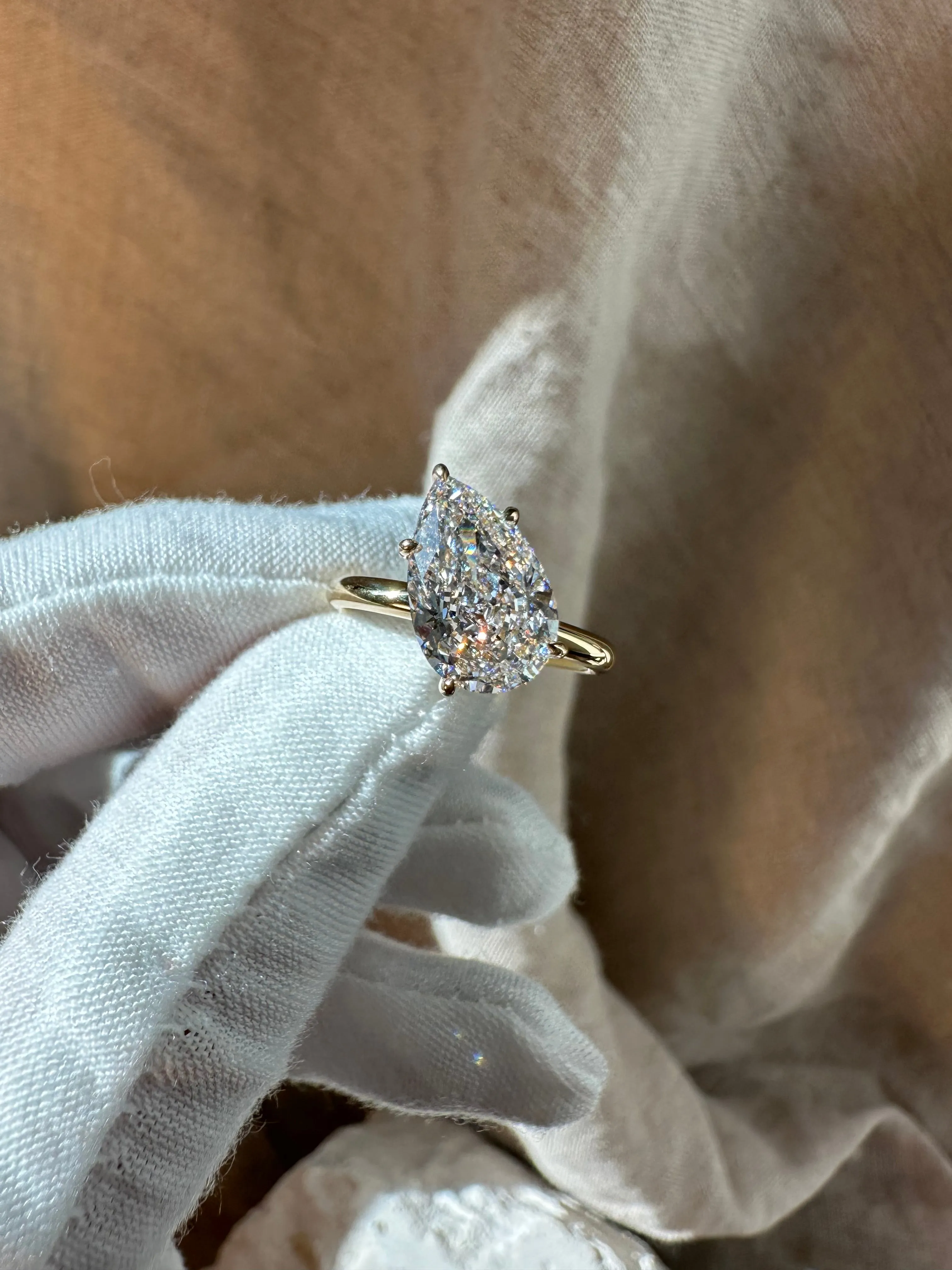 Slanted Pear Diamond Ring