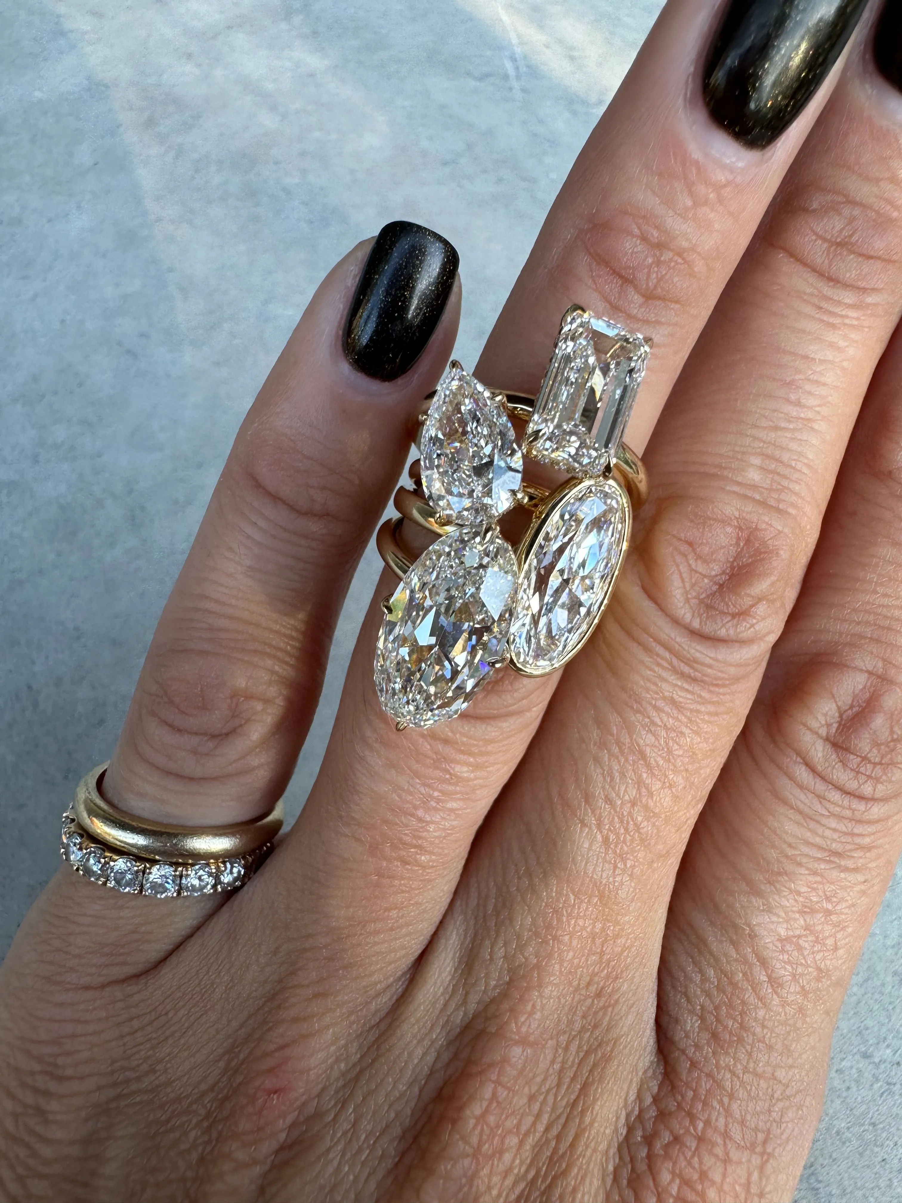 Slanted Pear Diamond Ring