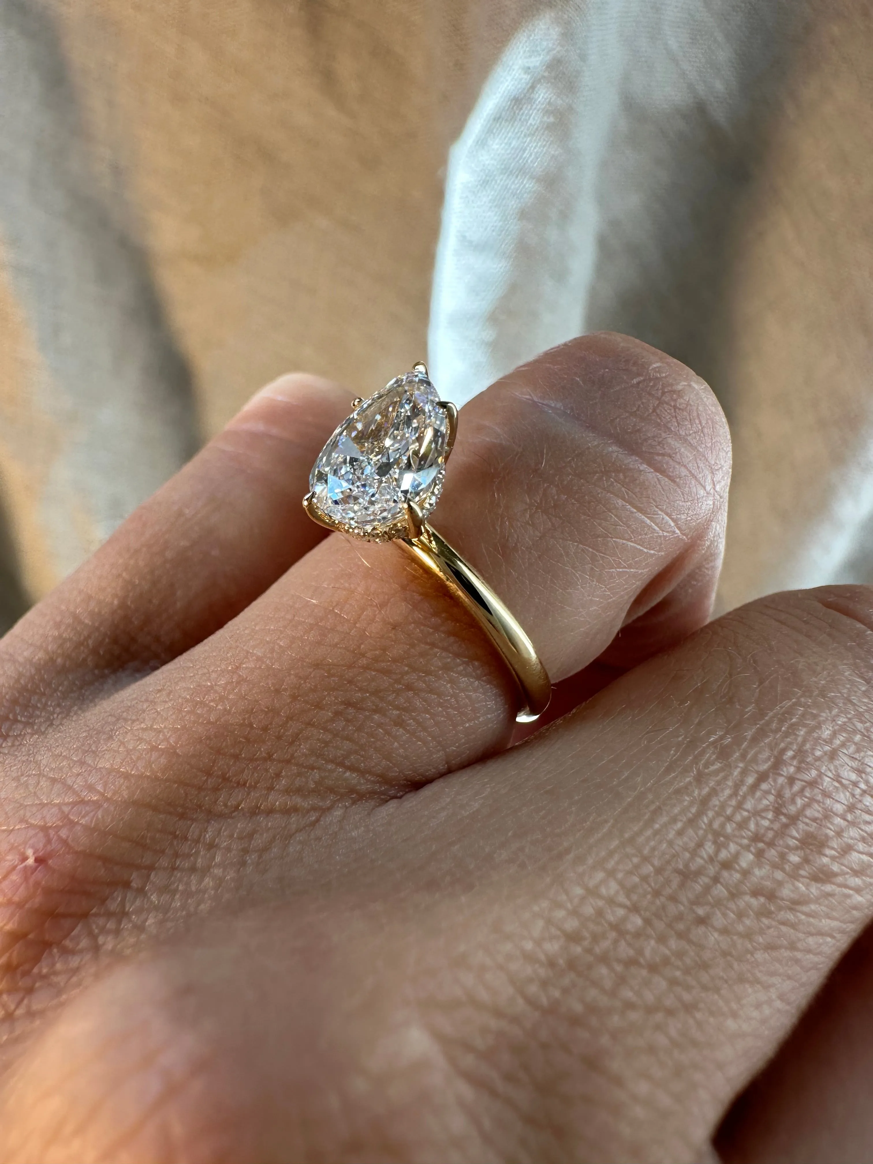 Slanted Pear Diamond Ring