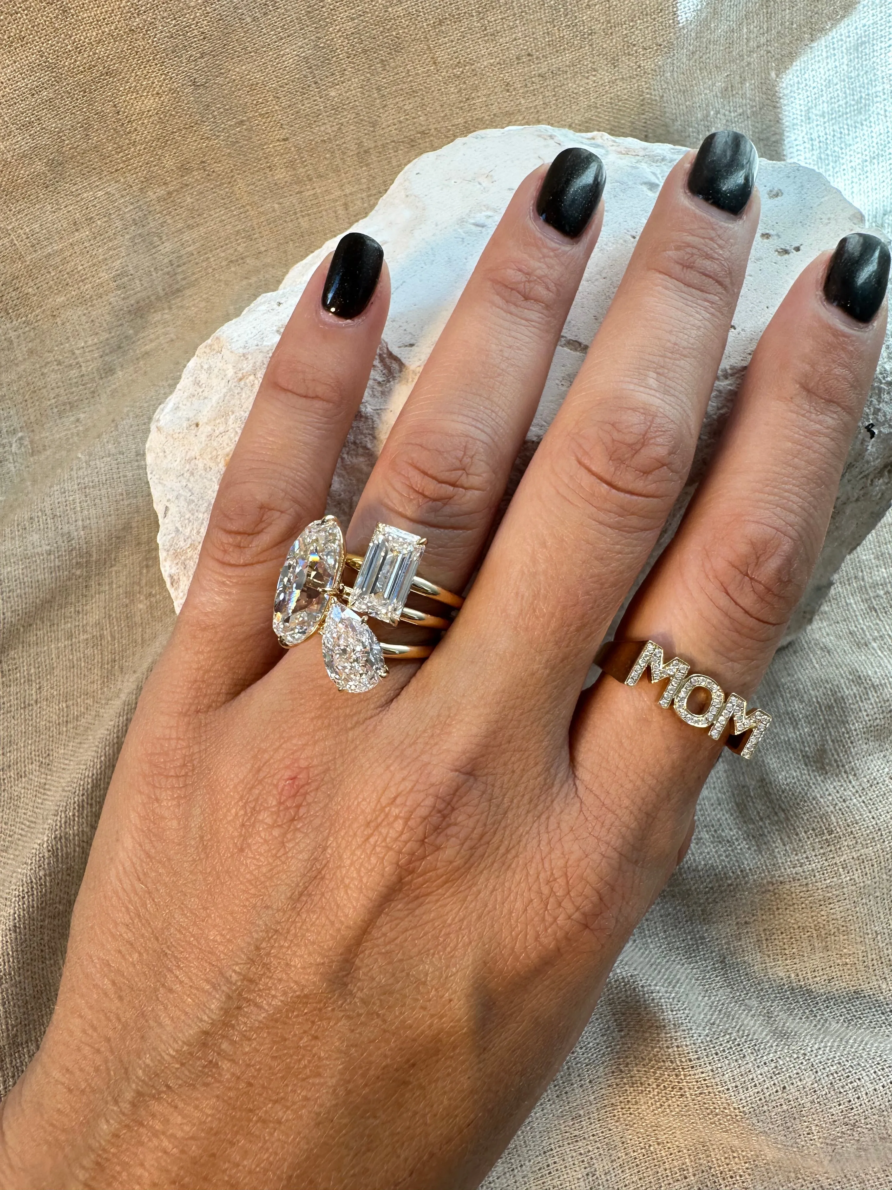 Slanted Pear Diamond Ring