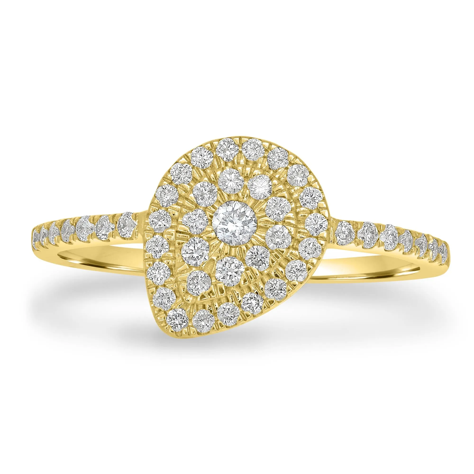 Slanted Teardrop 14K Yellow Gold & Diamond Ring
