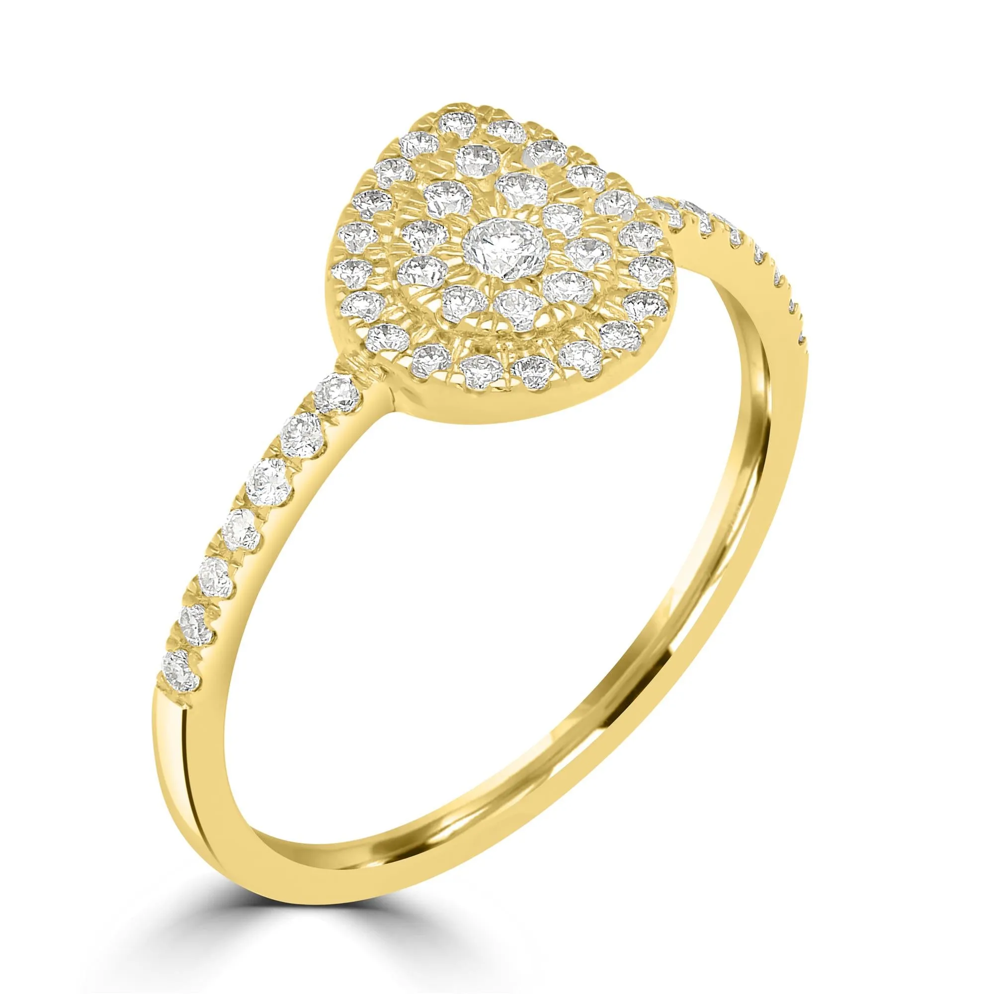 Slanted Teardrop 14K Yellow Gold & Diamond Ring