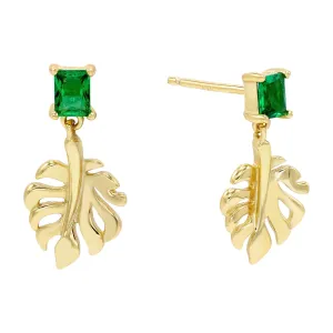 Small Leaf Stone Stud Earring
