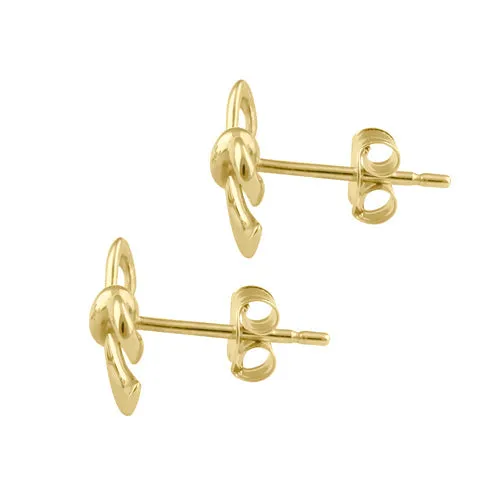 Solid 14K Gold Trendy Bow Earrings