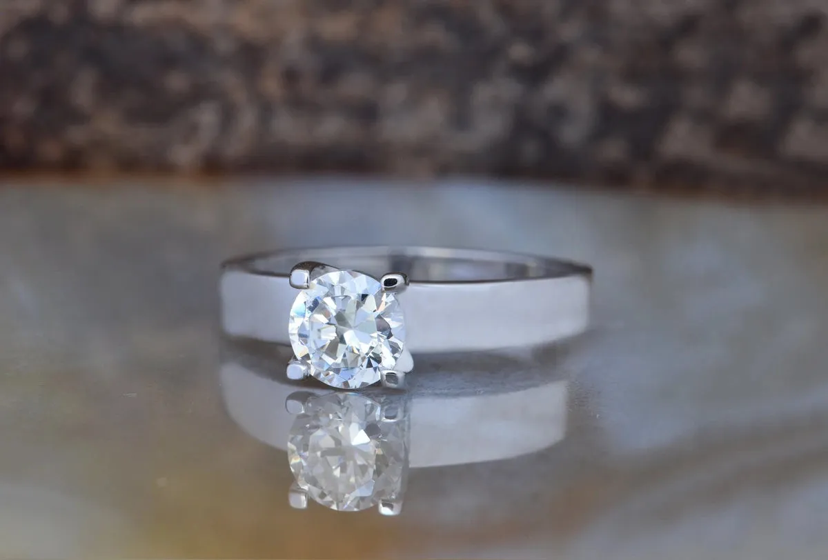 Solitaire ring 1 carat-Gold Solitaire Ring-Diamond Solitaire-Solid gold ring-Promise ring-Art deco ring-Custom Ring-Bridal ring-Round halo