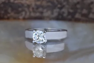 Solitaire ring 1 carat-Gold Solitaire Ring-Diamond Solitaire-Solid gold ring-Promise ring-Art deco ring-Custom Ring-Bridal ring-Round halo