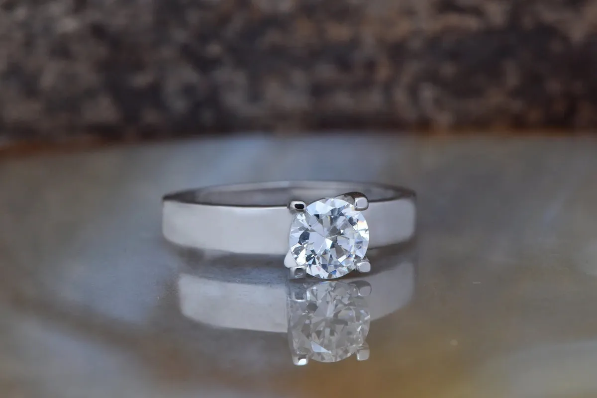 Solitaire ring 1 carat-Gold Solitaire Ring-Diamond Solitaire-Solid gold ring-Promise ring-Art deco ring-Custom Ring-Bridal ring-Round halo