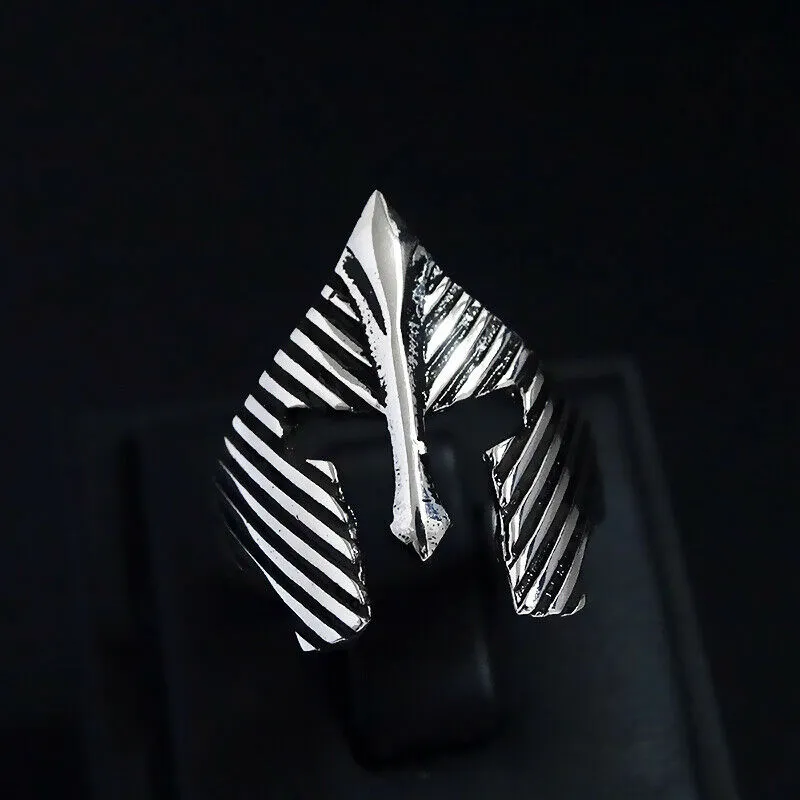 Spartan Helmet Men's 925 Silver Gladiator Mask Ring