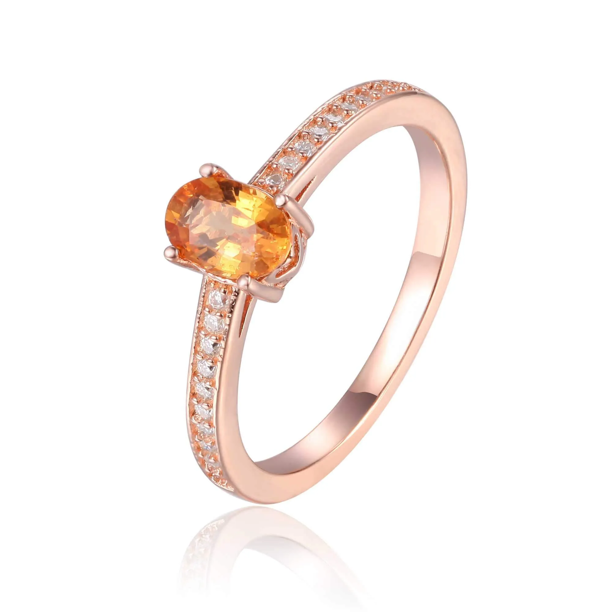 Spessartite Garnet Solitaire Ring
