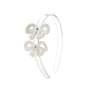 SPR24- Bows Fancy Double Pearlized White Headband