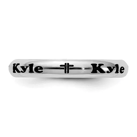 Stackable Expressions Personalized Engraved Name with Cross Ring