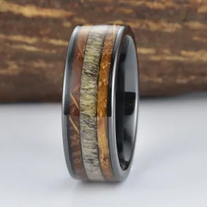 Stag & Barrel - Whiskey Barrel Wood Antler Black Ceramic 8MM