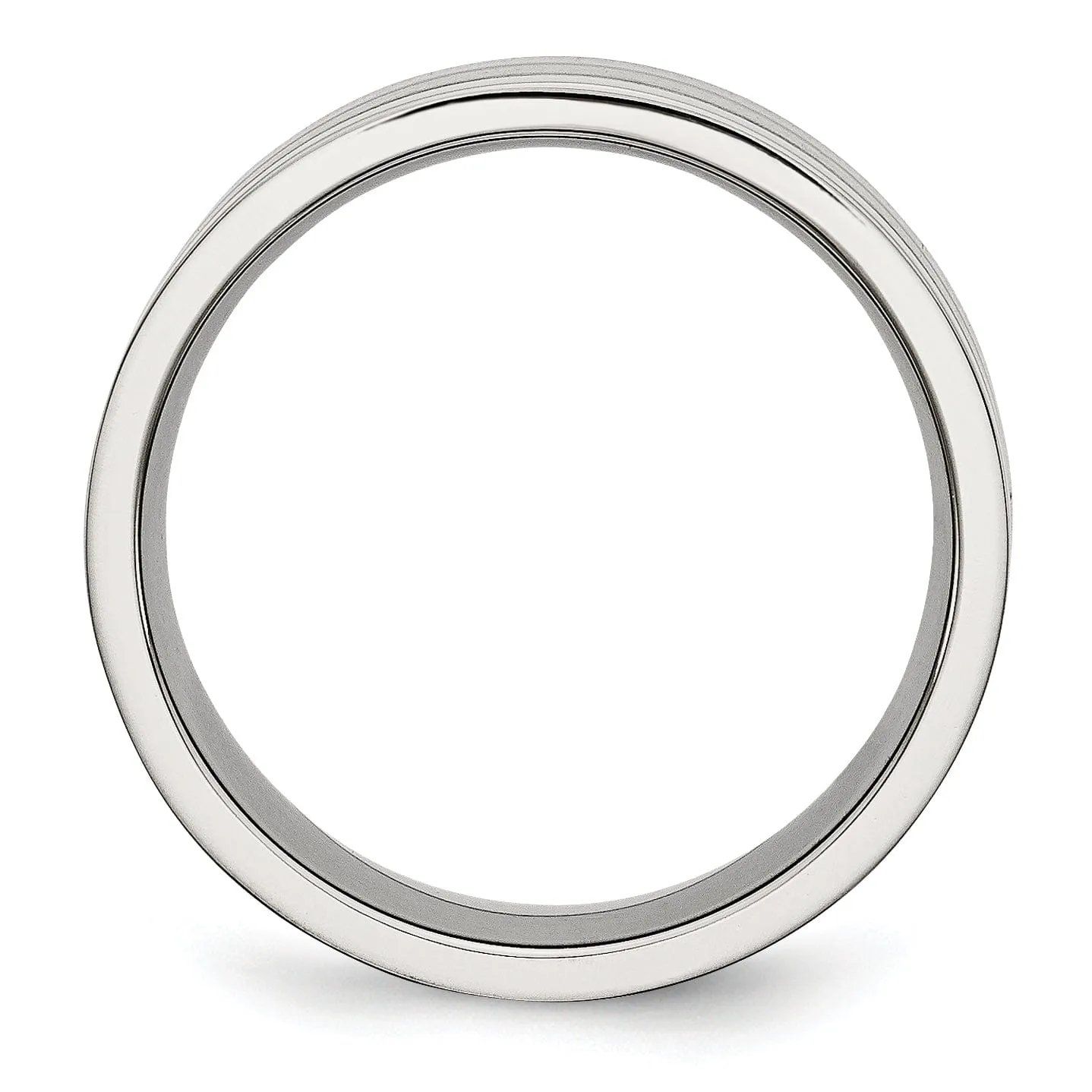 Stainless Steel Flat Satin Polished Grooved Band